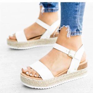 White Clip Single Straps Espadrille